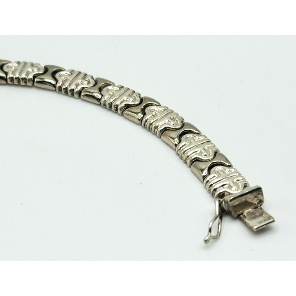 925 Sterling Silver Italy Fancy Link Bracelet 7 1/2" Stamped & Tested 18.29 G - Picture 3 of 5